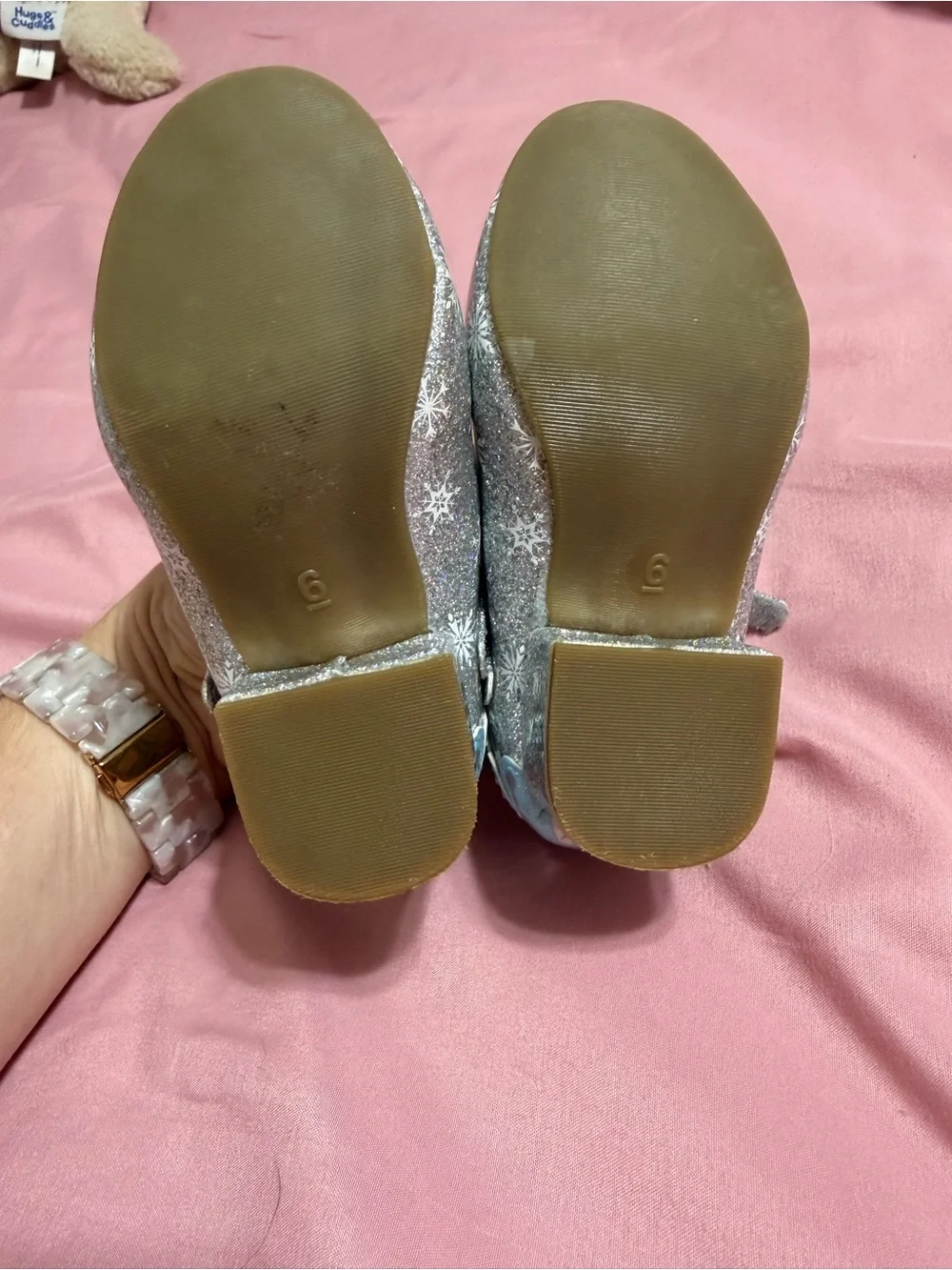 Disney Silver Glitter Mary Jane Dress Shoes with Elsa Medallion